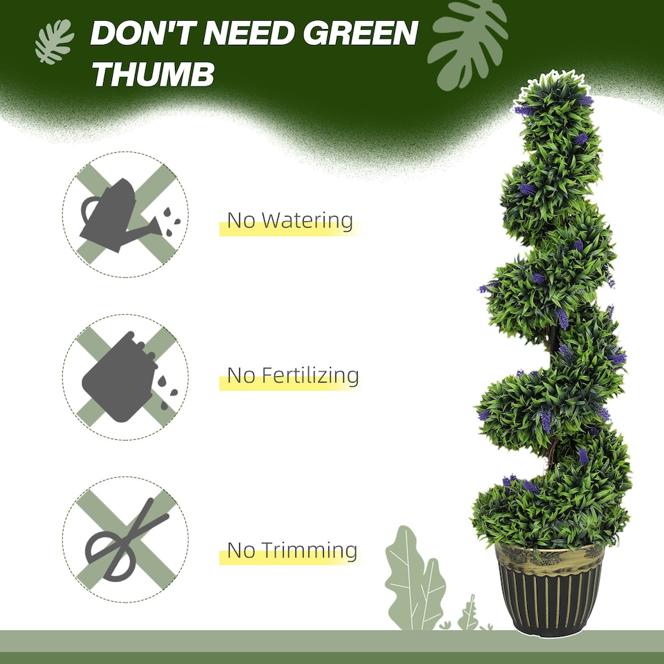 image 1 of HOMCOM Set of 2 Decorative Artificial Plants with Lavender and Pot, 115cm 