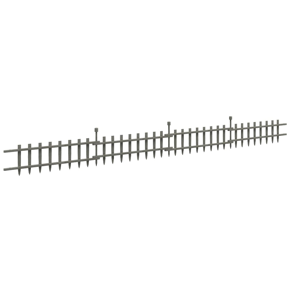 image 1 of Outsunny Decorative Garden Fencing, Wooden Landscape Edging, Grey