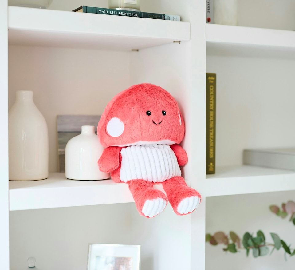 image 1 of Warmies Red Mushroom Plush Microwaveable Weighted Cuddly Toy