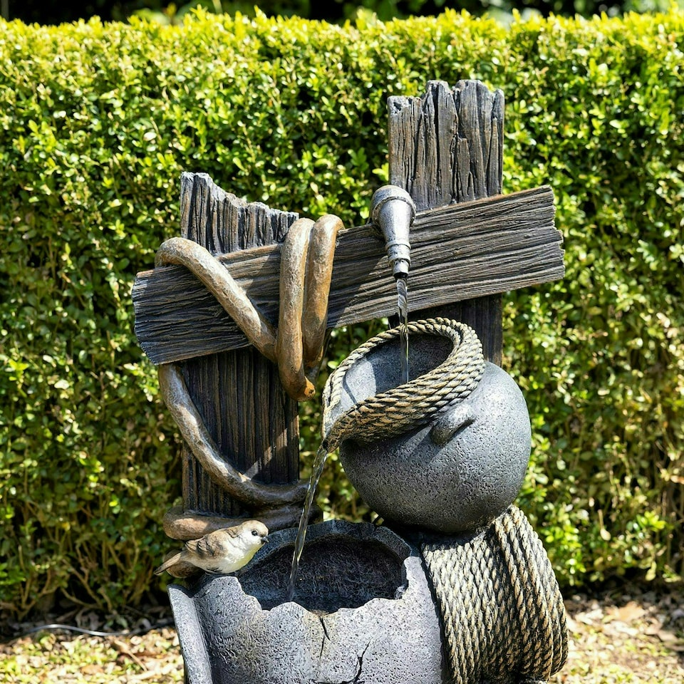 image 1 of Primrose Constancia Cascading Bowls Hose Water Feature With Lights 65cm