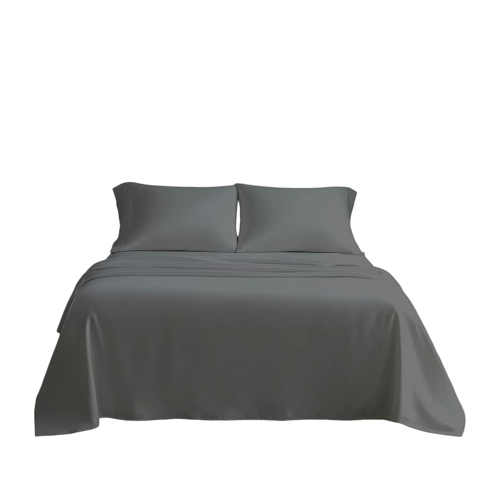 image 1 of Microfibre Soft Touch Flat Sheet Plain Dyed Bed Linen Silver | Silver | Single