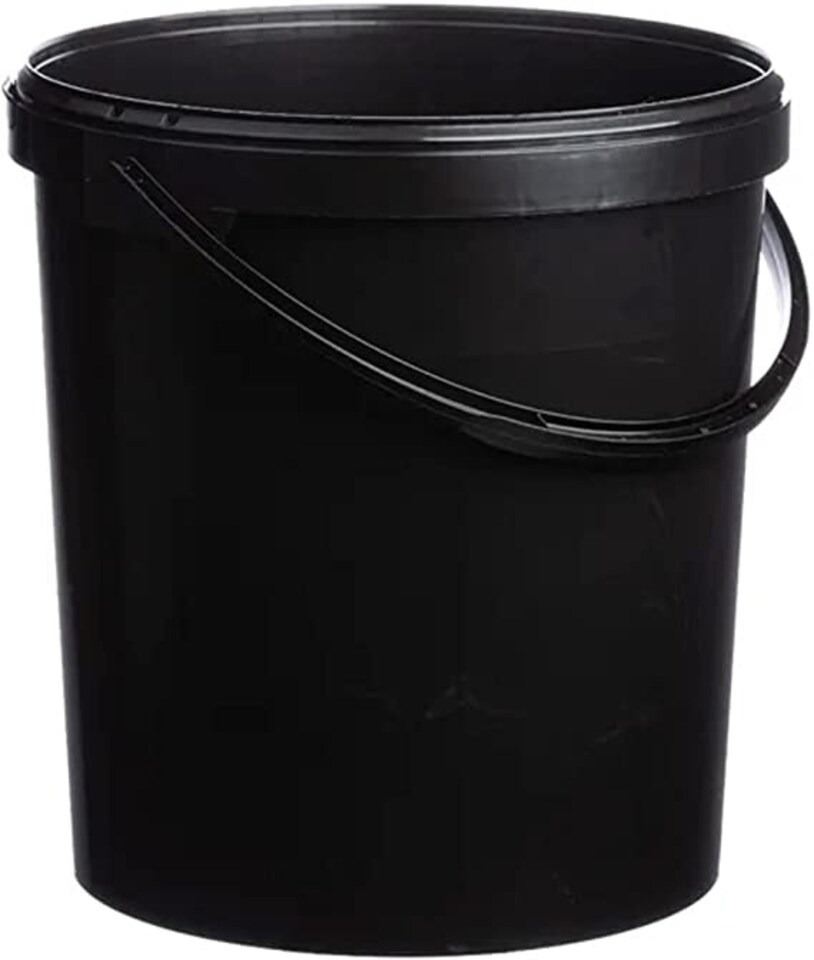 image 1 of 2 x Strong Heavy Duty 10L Black Multi-Purpose Plastic Storage Buckets With Lid & Handle