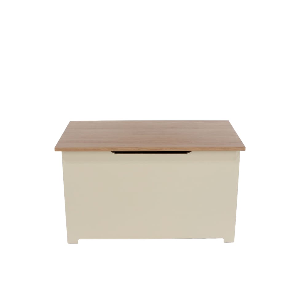 image 1 of Colorado Soft White Ottoman with Oak Veneer Lid - Storage Trunk for Living Room, Bedroom, or Hallway | White | Soft White | One Size | 1