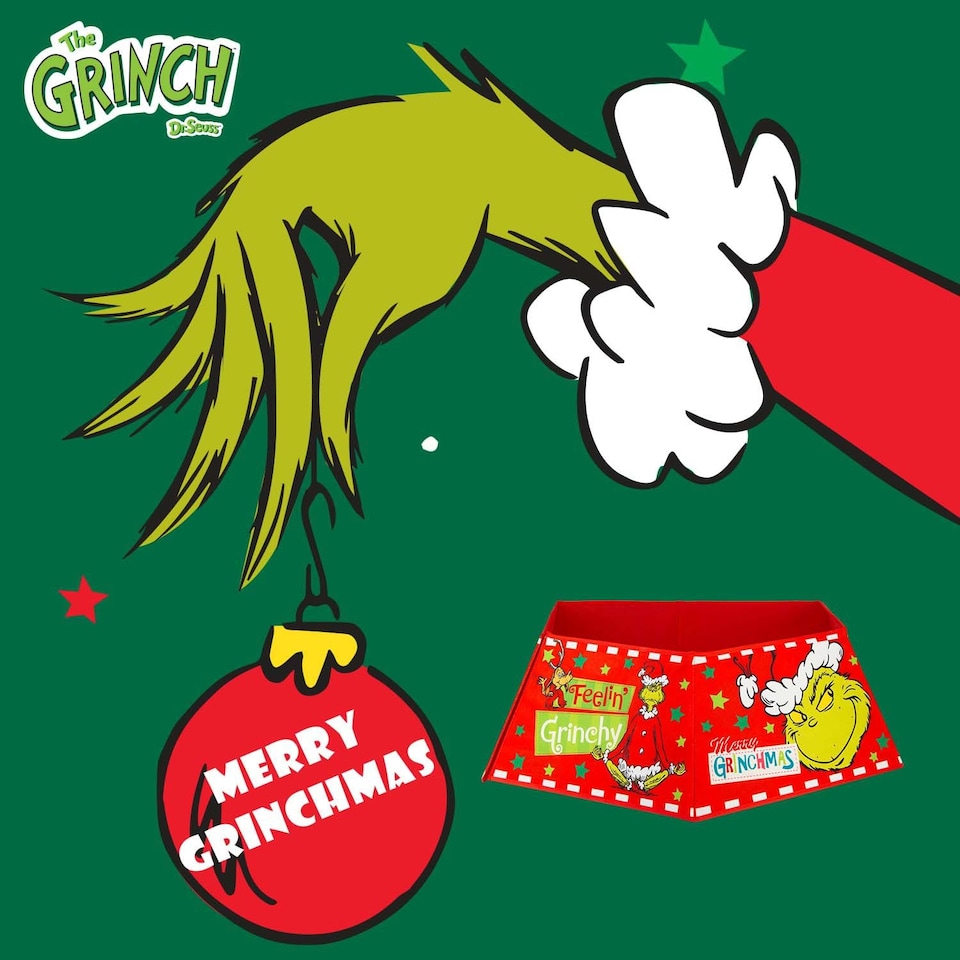 image 1 of PMS Grinch Christmas Tree Skirt Decoration 60cm x 80cm Red