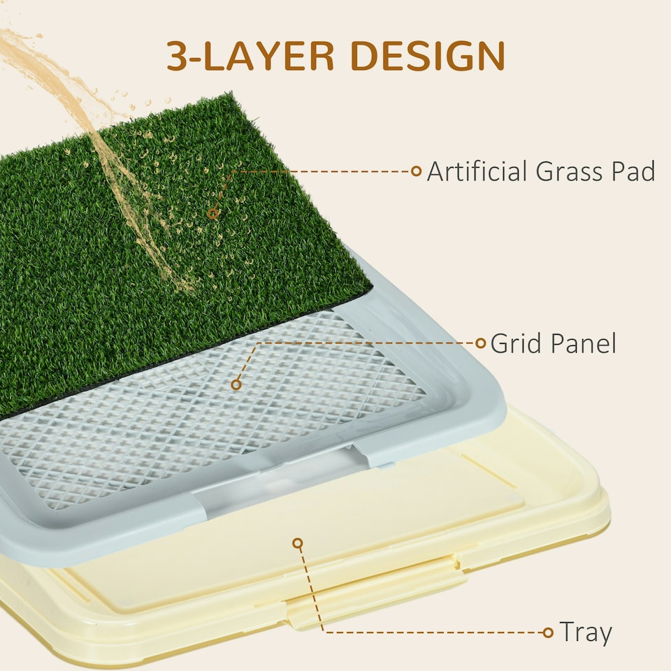 image 1 of PawHut Dog Toilet Indoor w/ Artificial Grass, Grid Panel, Tray, 63 x 48.5cm