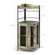 image 2 of COSTWAY Kitchen Corner Bar Cabinet Buffet Cabinet With Glass Holder