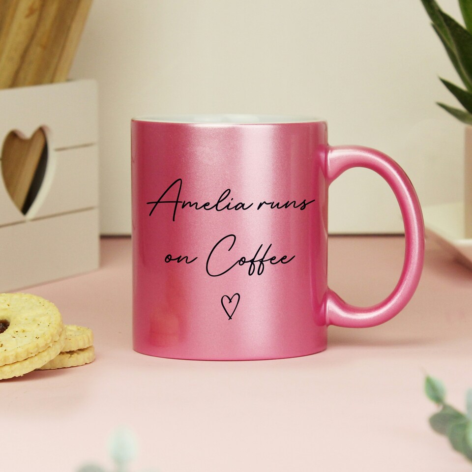 image 1 of Personalised Pink Glitter Mug Pink