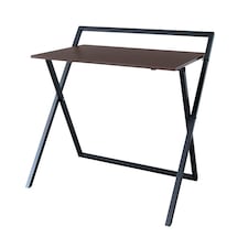 Teamson Home 22in Folding Wooden Home Office Computer Desk with Metal Base, Natural/Black