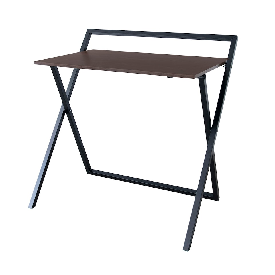 image 1 of Teamson Home 22in Folding Wooden Home Office Computer Desk with Metal Base, Natural/Black