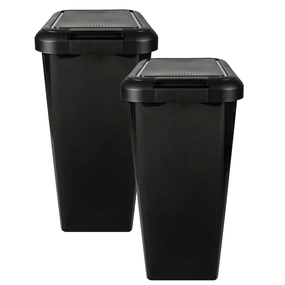 image 1 of 2 x Black Moda Swing & Lift Bin Large 45L Capacity With a Special Lid For Rubbish & Waste Black