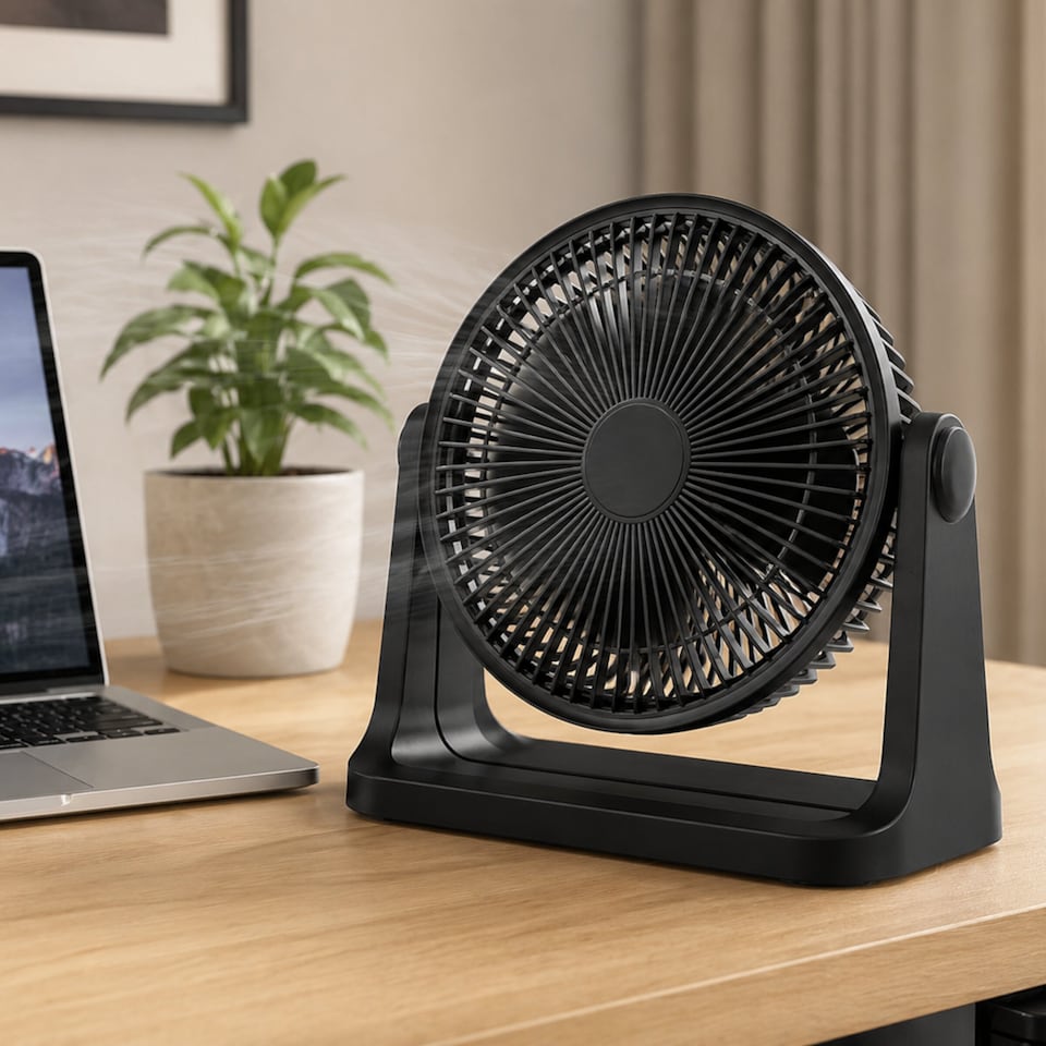 image 1 of EMtronics 9" Turbo Table Fan with 115° Tilt, 3 Speeds & Quiet Operation - Black