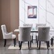 image 6 of Single Velvet Dining Chair with Armrest, Ergonomic Scoop Knockerback & Button Tufted Wood Legs Grey | Light Grey