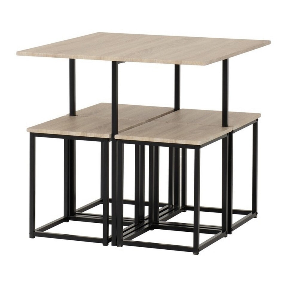 image 1 of Kent 1+4 Stowaway Dining Set - Sonoma Oak Effect/Black Brown