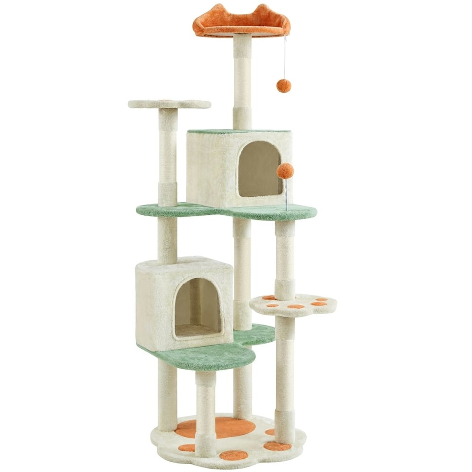 image 1 of Yaheetech 164 cm Cat Paw-Shaped Play Tower Beige