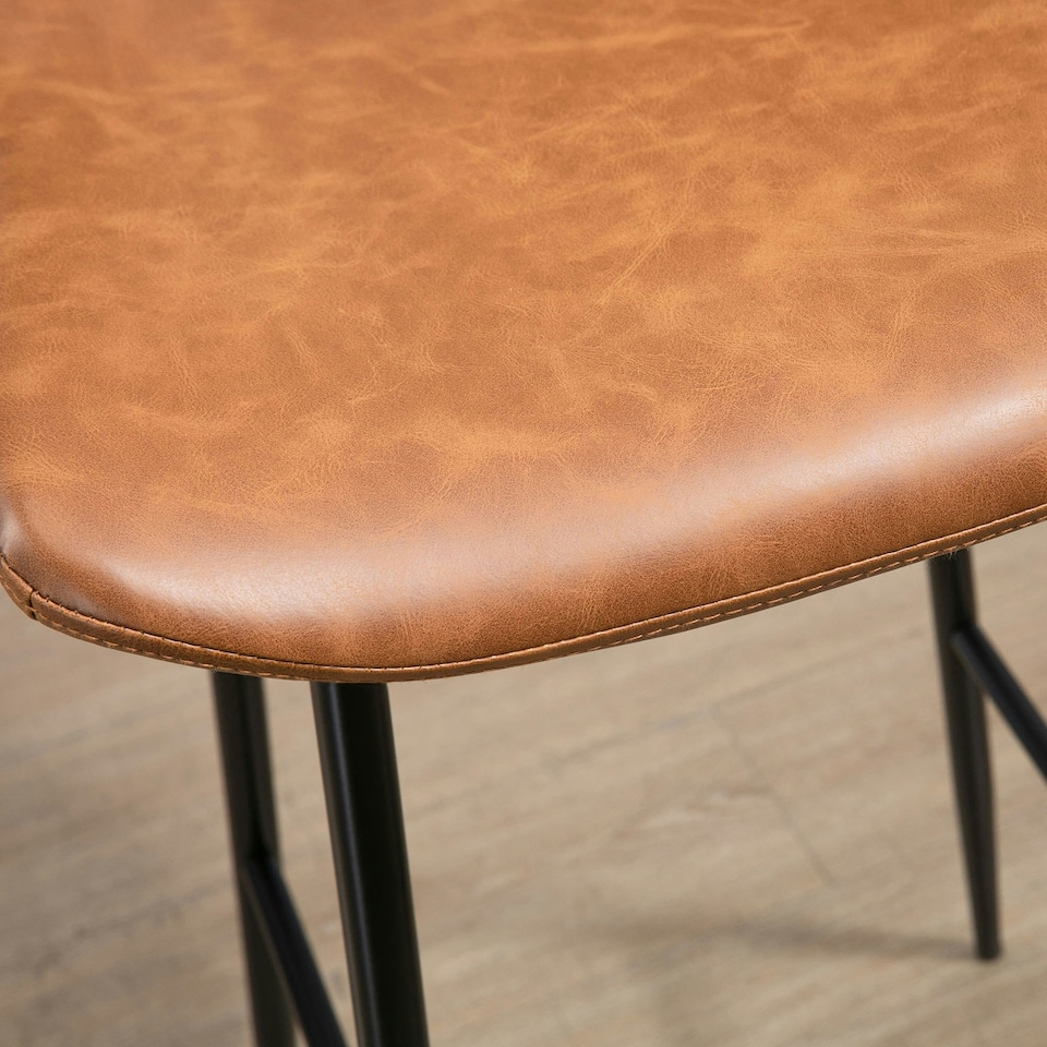image 1 of HOMCOM Bar Stools Set of 2, PU Leather Bar Chairs with Back and Steel Legs