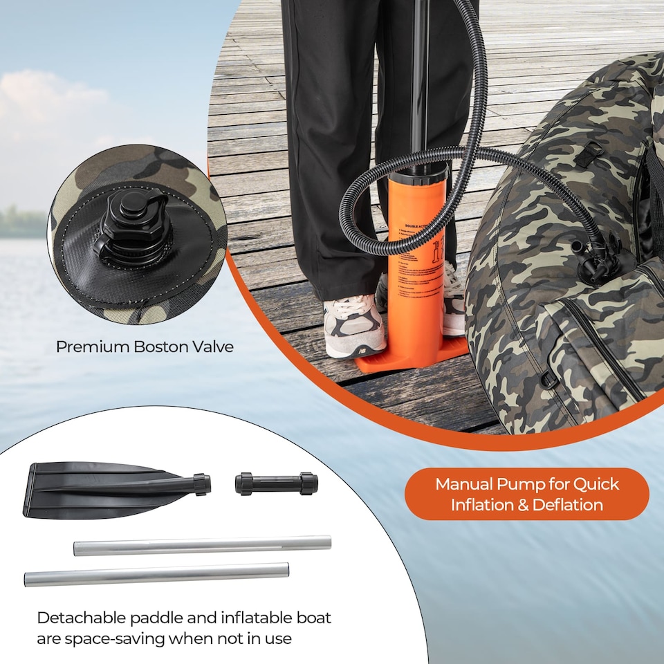 image 1 of COSTWAY Fishing Float Tube V-Shaped Inflatable Float Tube-Camouflage