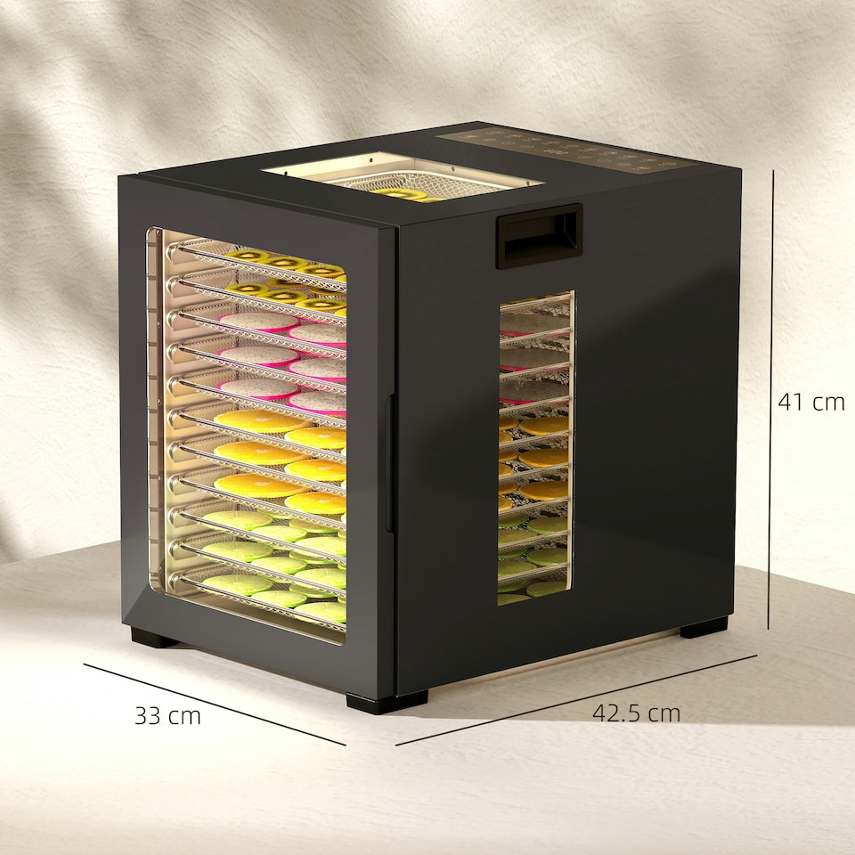 image 1 of HOMCOM Food Dehydrator with 12 Stainless Steel Tray, 850W Food Dryer Machine