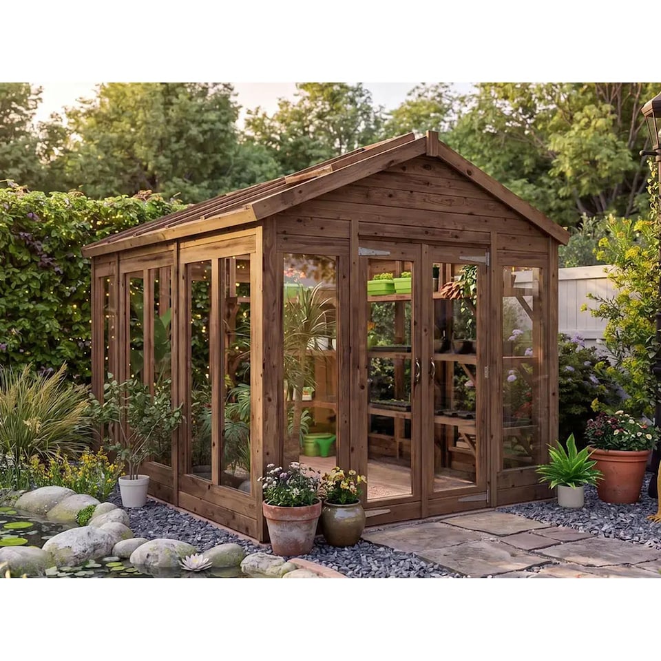 image 1 of Dunster House Growzilla Wooden Greenhouse W2.4m x D3.0m / W8' x D10' with 4mm Glass and Automatic Vent Opener