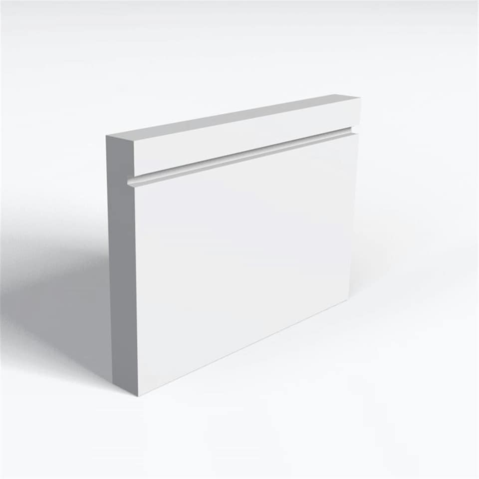 Pack of 5 (Total 5 Units) - MDF Primed Square Groove Skirting Board & Rebate - 25mm (T) x 69mm (H) x 4200mm (L)
