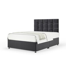 Signature Platinum 2000 Pocket Sprung Graphite Plush Velvet Divan Set And Pearl Headboard Small Single