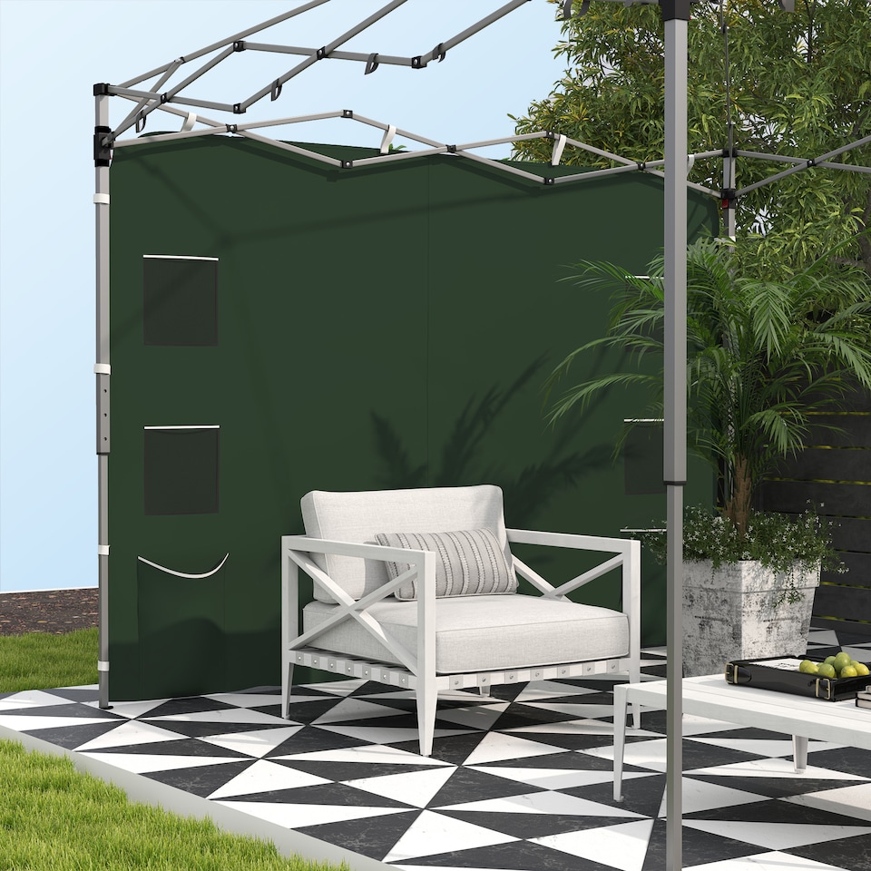 image 1 of Outsunny Gazebo Side Panel, Canopy Sidewall Panel with 4 Mesh Bags and 2 Storage Pockets for 3 x 3 m Straight Leg Pop Up Gazebos, 1 Pack Sidewall Only, Green