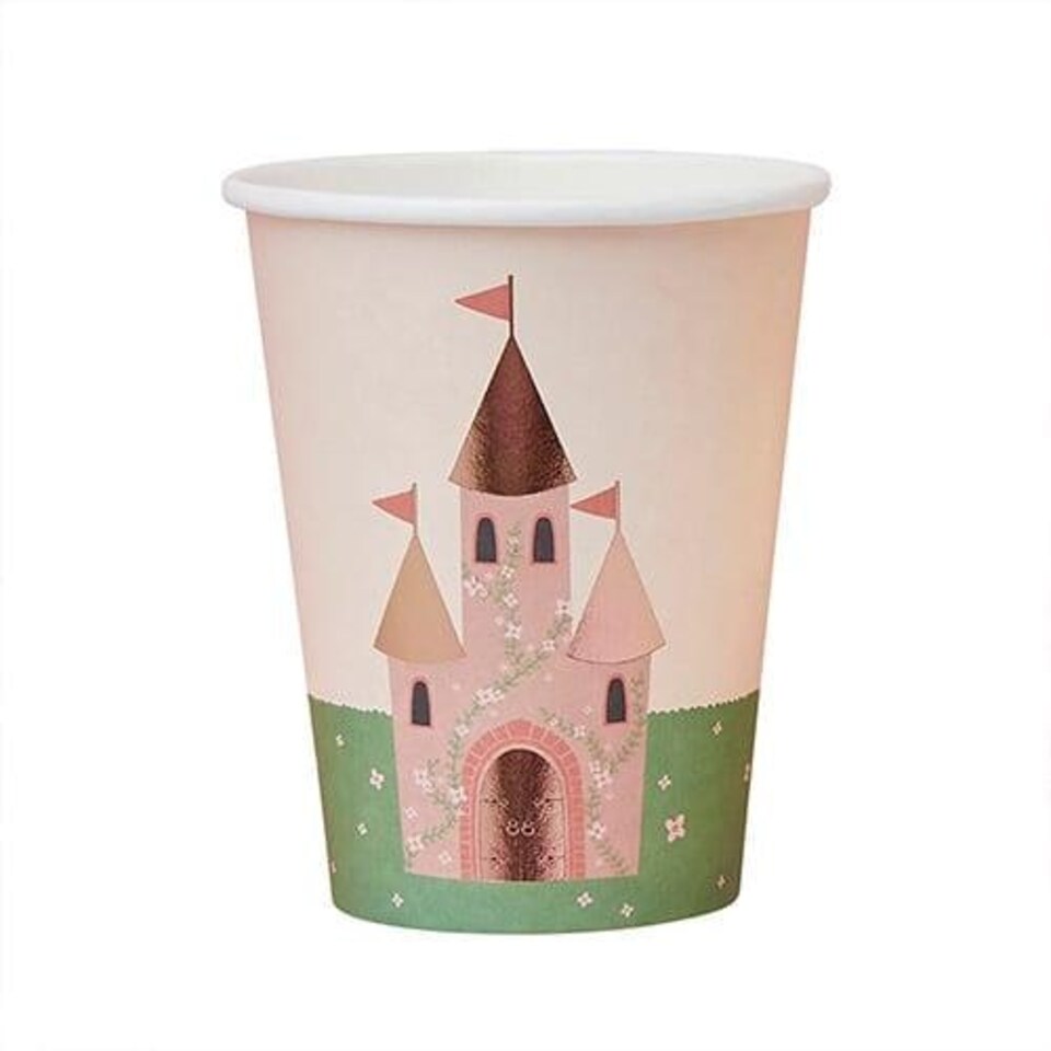 image 1 of Princess Castle Paper Cups - Pack of 8 Pink