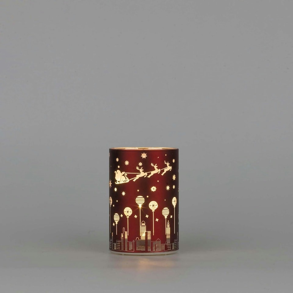 image 1 of 12cm Christmas Decorated Vase Led Red Glass Vase / Deer
