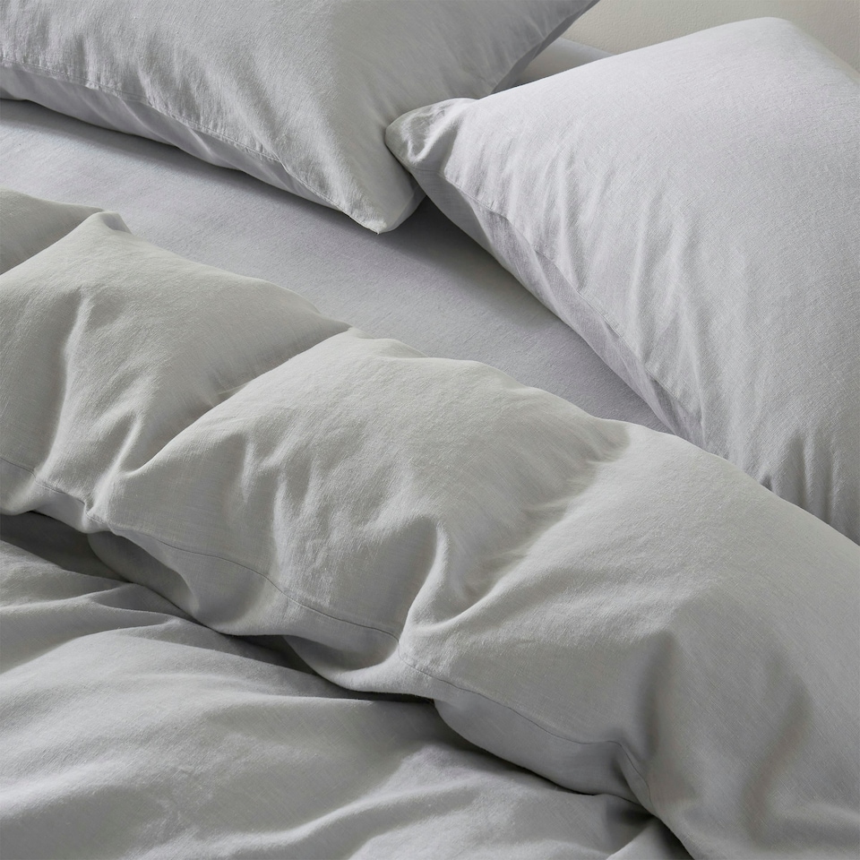 image 1 of Touch Of Linen - Ice Blue - Duvet Cover Set (Includes 2 Pillowcases - 1 For Single) Blue | Ice Blue | Super King