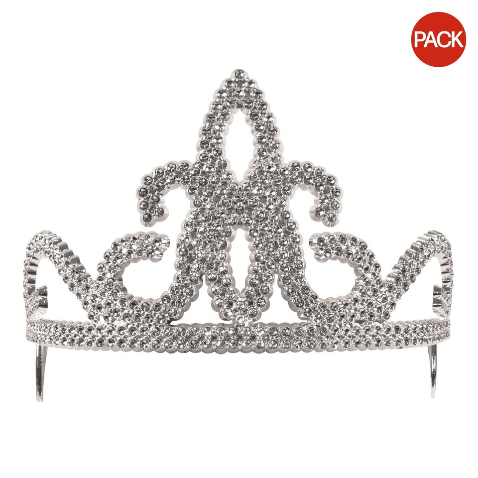 Bristol Novelty Plastic Jewel Tiara (Pack Of 12) - Silver - One Size One Size