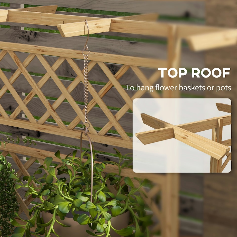 image 1 of Outsunny Wooden Trellis Planter, Raised Garden Bed for Climbing Plants, Natural