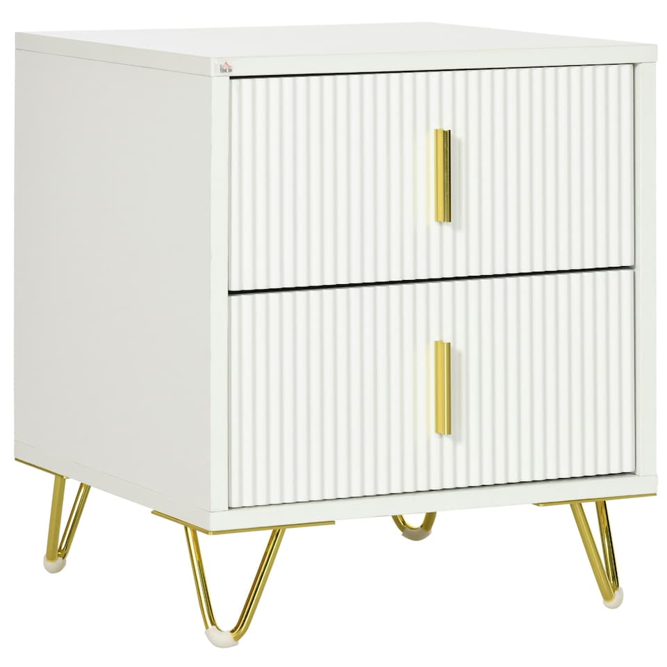 image 1 of HOMCOM 2 Drawer Dresser, Chest of Drawers Storage Cabinet, White