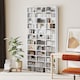 image 1 of HOMCOM 1116 CD/ 528 DVD Storage Unit, Media Storage Shelf, Wooden Display Unit with Adjustable Shelves, 102 x 195 cm, Marble Effect | White