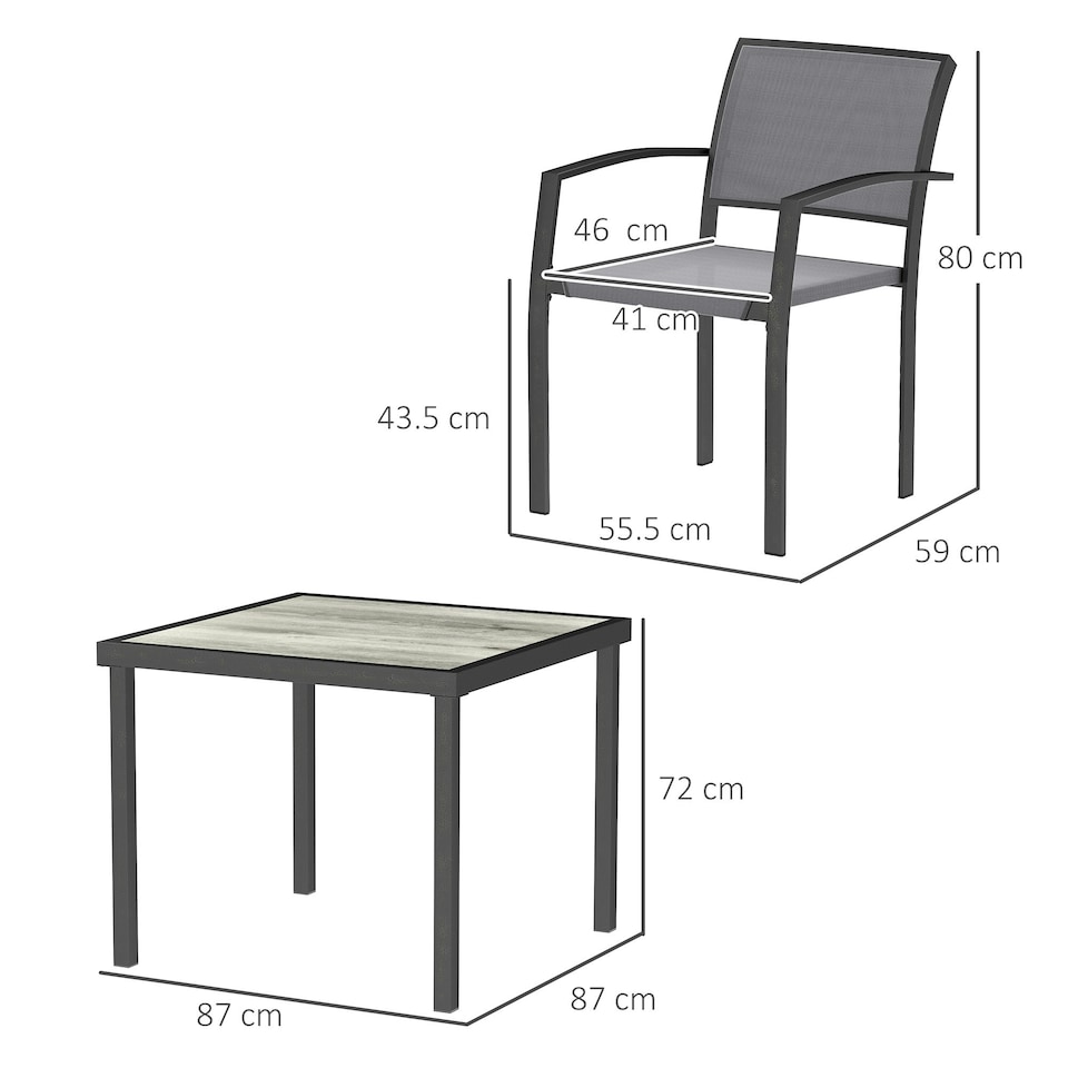 image 1 of Outsunny 5 Piece Garden Furniture Set with 4 Stackable Armchairs, Grey Grey