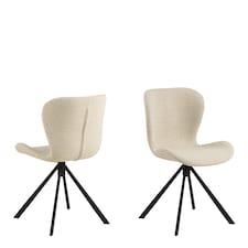 Batilda Swivel Dining Chairs in Cream Fabic Set of 2