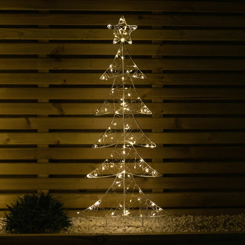 image 1 of Set of 4 80cm Light up Christmas Tree Path Lights with 400 Warm White LEDs