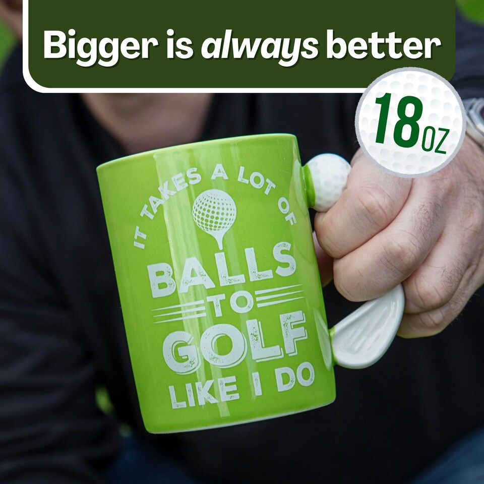 image 1 of 18 oz. Golf Mug - It Takes Balls MOB Green