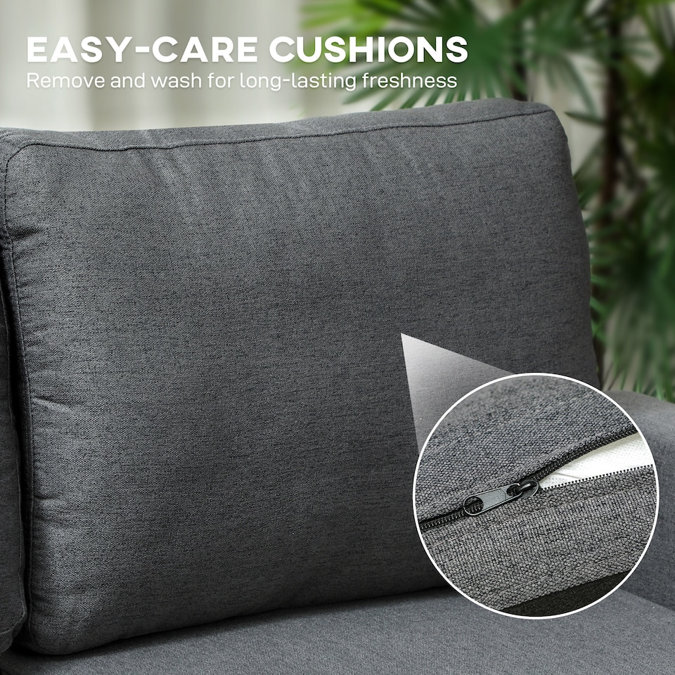 image 1 of HOMCOM 3-in-1 Convertible Sofa Bed with Storage Chaise, Fold-Out 3 Seater Sectional Sleeper Sofa Couch with Removable Covers, Linen Fabric L-Shaped Couch for Living Room, Office, Charcoal Grey | Grey | Three Seater