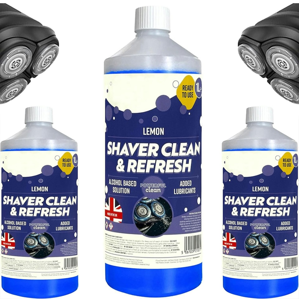 image 1 of 2 x Shaver Cleaning 1 Litre Refill Bottle Bathroom Hygienically Cleans, Removes Residual Hair & Skin Particles