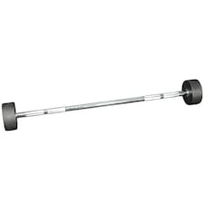 Modern Fitness 25kg Fixed Rubber Straight Barbell Professional Chrome Steel Bar Studio-Grade Home Gym Weight