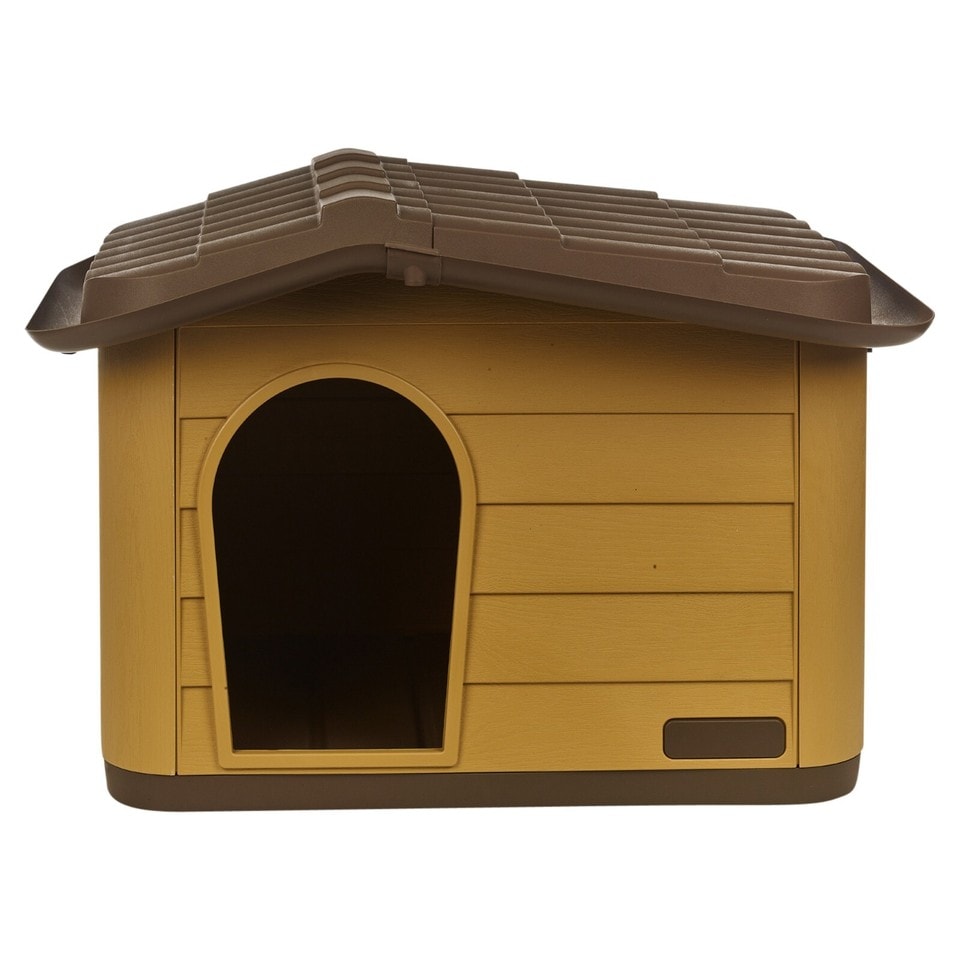 image 1 of URBNLIVING Plastic Dog House Outdoor Pet Kennel Shelter | Multi | Mustard | S | 1