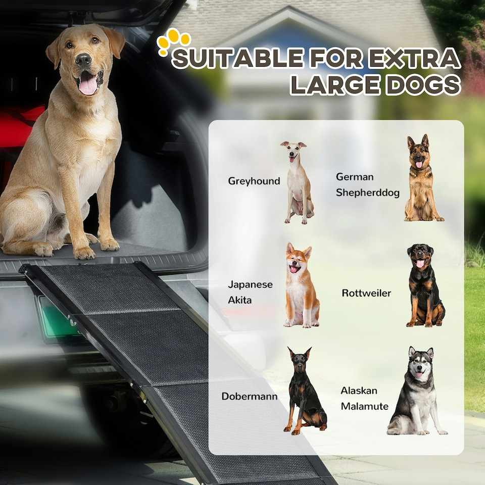 image 1 of PawHut Folding Dog Ramp for XL Dogs w/ Non-Slip Surface, Portable Car Pet Ramp