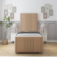 Sloomy Harrington Latte Dumfries Bed Frame With Mattress With 50" Upholstered Headboard 5' King