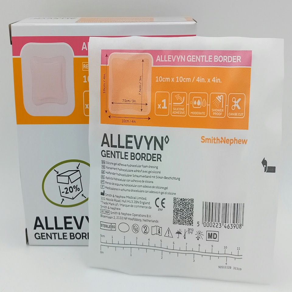 image 1 of Allevyn Gentle Border Soft Silicone Dressing 10x10 Box of 10