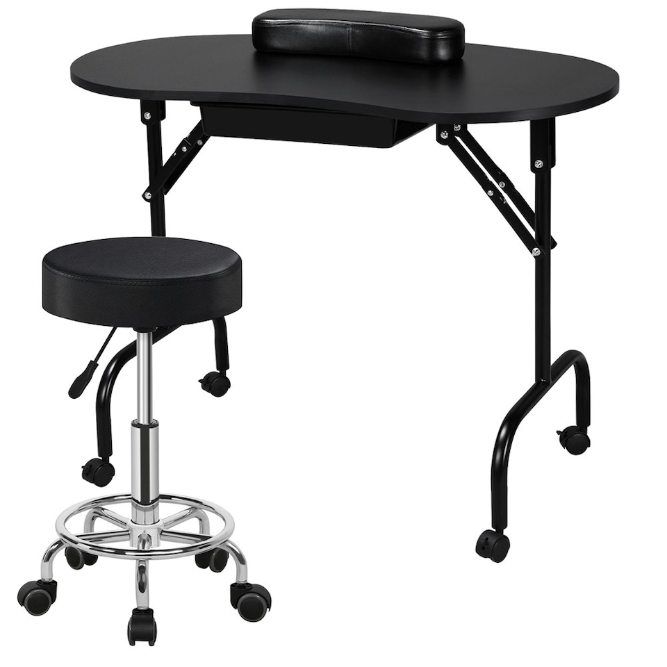 image 1 of Yaheetech Folding Manicure Table Black