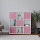 image 2 of 9 Cube Wooden Bookcase Shelving Unit with 5 Collapsible Fabric Drawers | Multi | White & Pastel Pink | 1