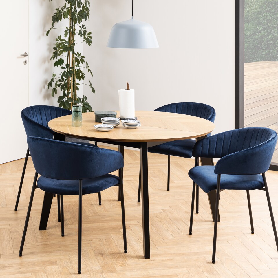 image 1 of Georgetown Round Dining Table in Oak & Black