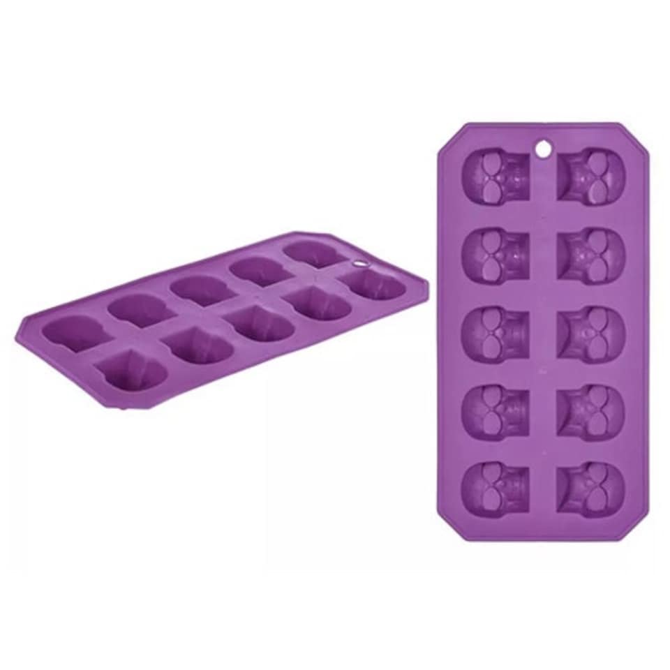 Purple Halloween Skull Plastic Ice Cube Tray