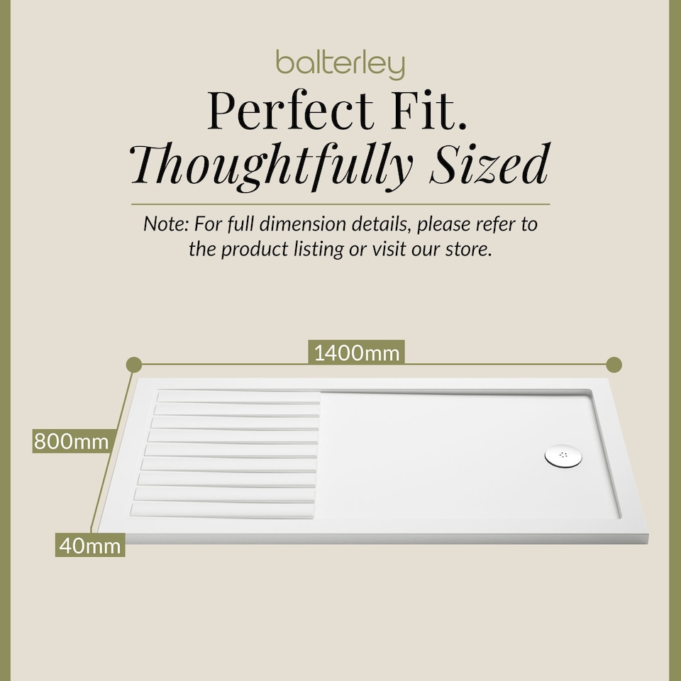 image 1 of Premium Walk In Shower Tray White 1400mm x 800mm | White | White | 1