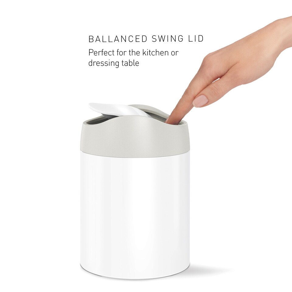 image 1 of Simplehuman 1.5L Mini Bin, White Steel