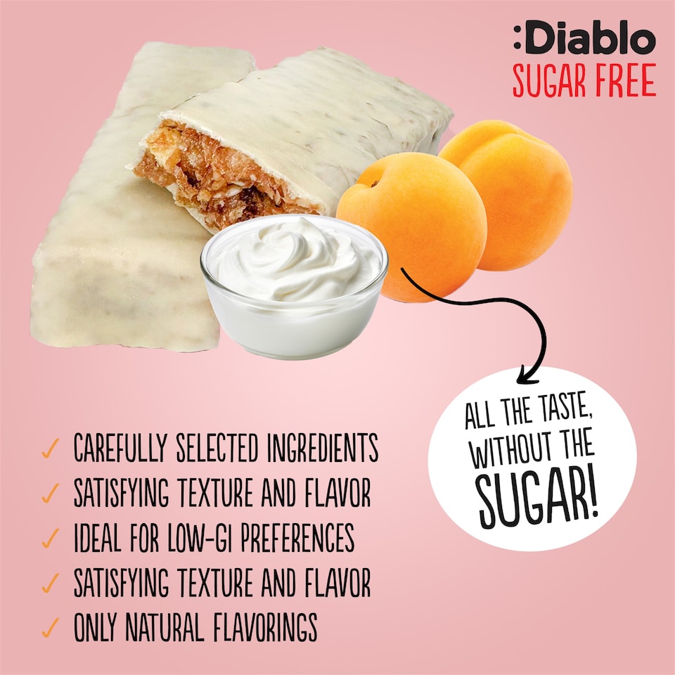 image 1 of Diablo No Added Sugar Yoghurt and Apricot Muesli Bar 30g 6 Pack
